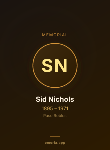 Memorial portrait of Sid Nichols