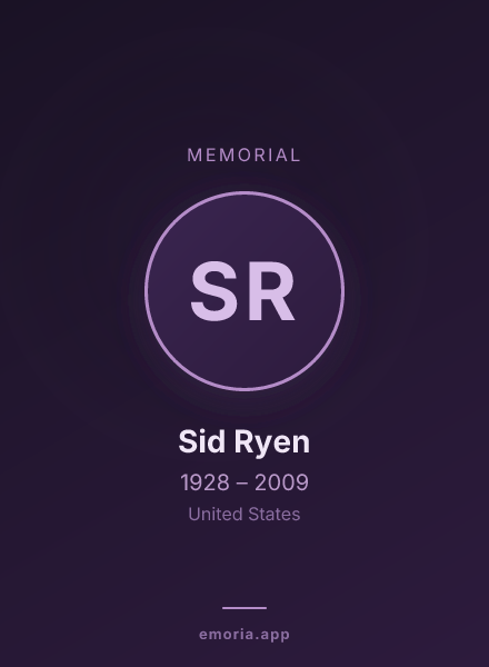 Memorial portrait of Sid Ryen