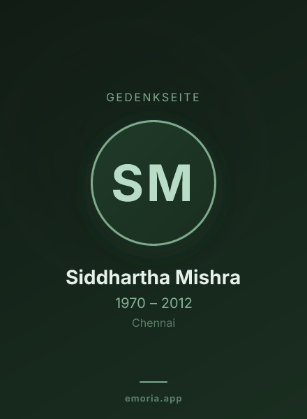 Gedenkportrait von Siddhartha Mishra