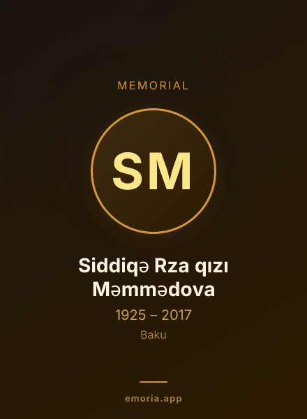 Memorial portrait of Siddiqə Rza qızı Məmmədova