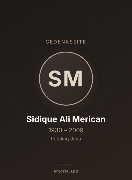 Gedenkportrait von Sidique Ali Merican
