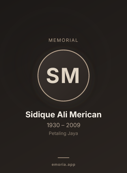 Memorial portrait of Sidique Ali Merican