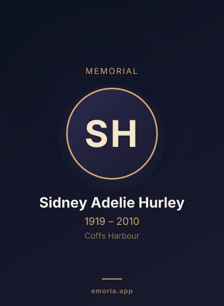 Memorial portrait of Sidney Adelie Hurley