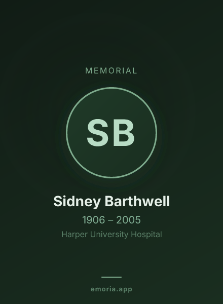 Memorial portrait of Sidney Barthwell