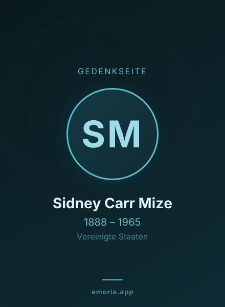 Gedenkportrait von Sidney Carr Mize