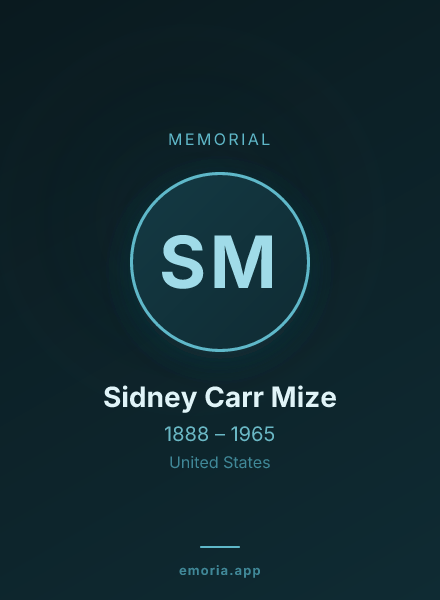 Memorial portrait of Sidney Carr Mize