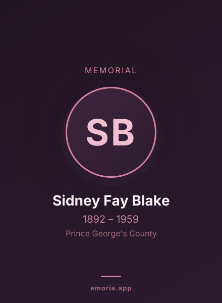Memorial portrait of Sidney Fay Blake