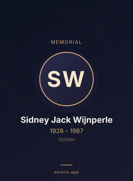 Memorial portrait of Sidney Jack Wijnperle