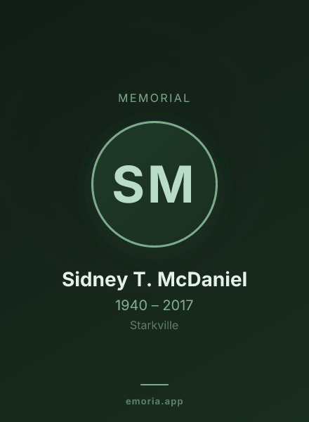 Memorial portrait of Sidney T. McDaniel