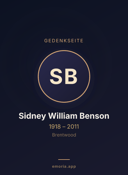 Gedenkportrait von Sidney William Benson