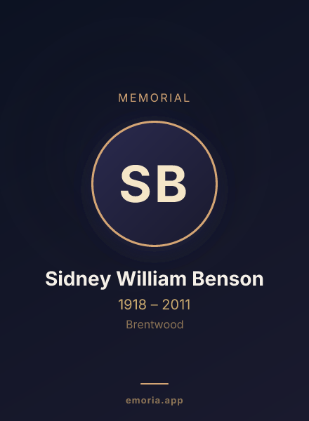 Memorial portrait of Sidney William Benson