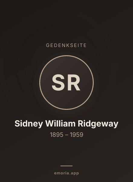 Gedenkportrait von Sidney William Ridgeway