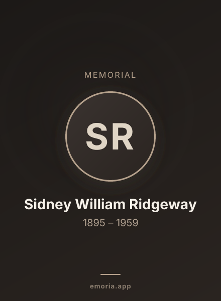 Memorial portrait of Sidney William Ridgeway