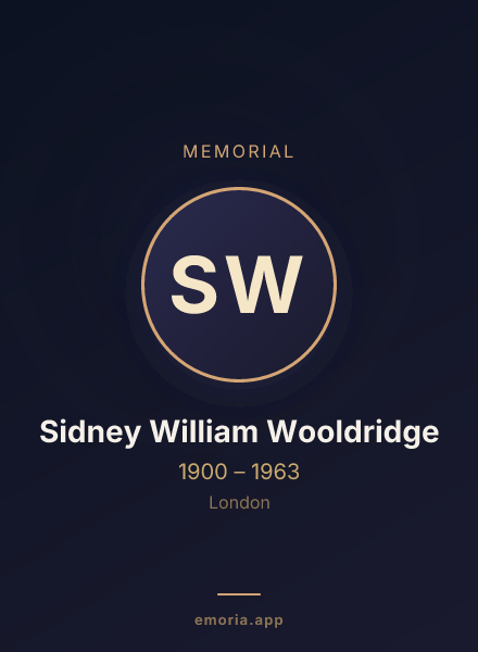 Memorial portrait of Sidney William Wooldridge