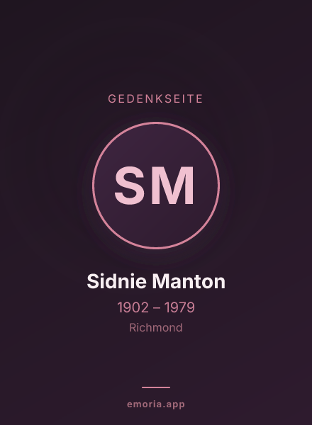 Gedenkportrait von Sidnie Manton