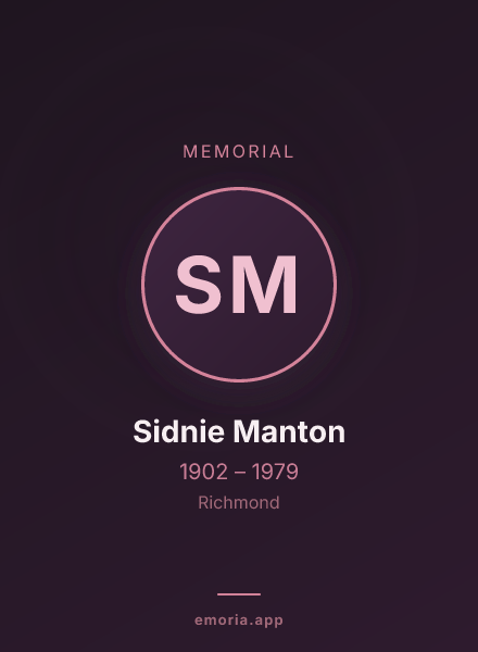 Memorial portrait of Sidnie Manton