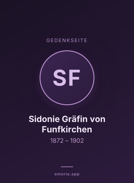 Gedenkportrait von Sidonie Gräfin von Funfkirchen