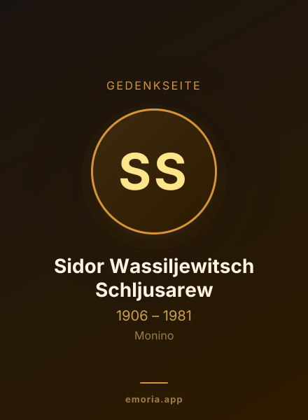 Gedenkportrait von Sidor Wassiljewitsch Schljusarew