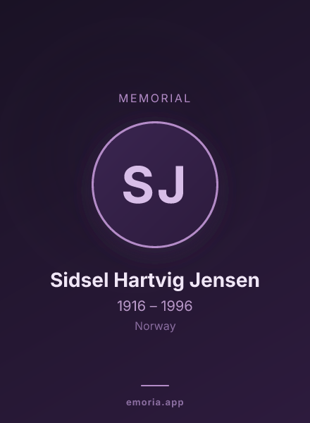 Memorial portrait of Sidsel Hartvig Jensen