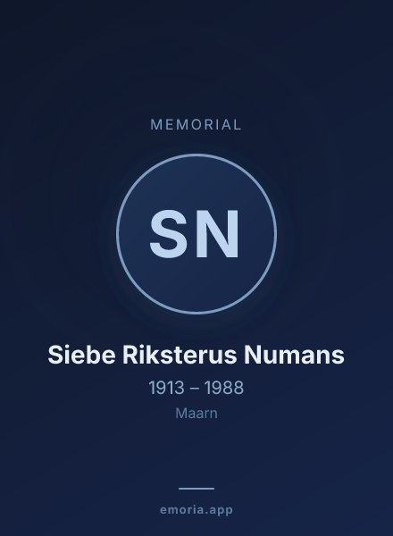 Memorial portrait of Siebe Riksterus Numans