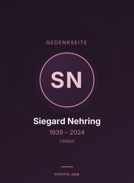 Gedenkportrait von Siegard Nehring