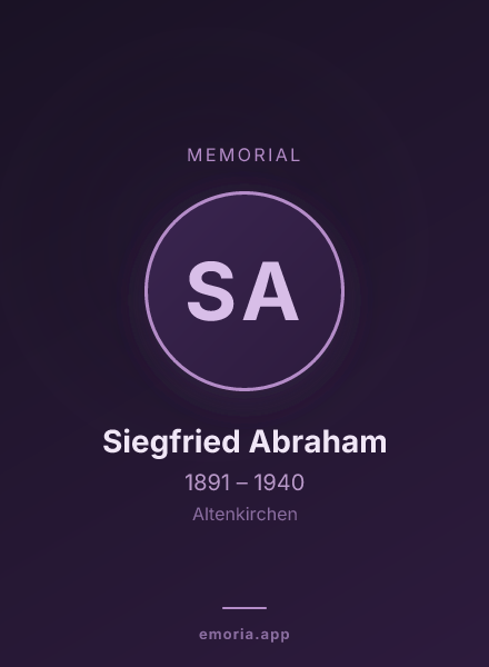 Memorial portrait of Siegfried Abraham