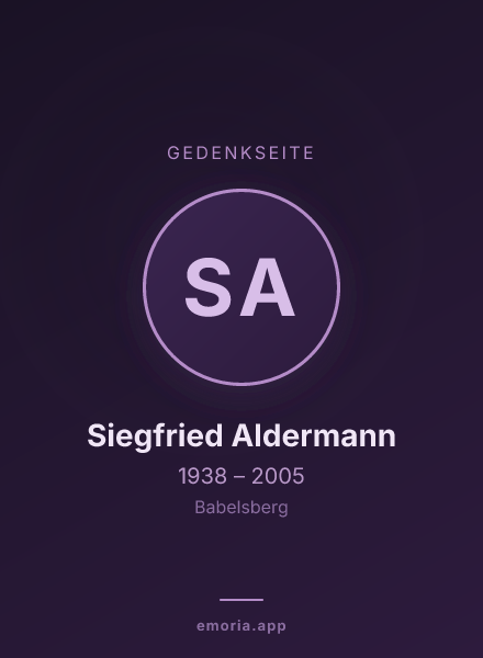 Gedenkportrait von Siegfried Aldermann