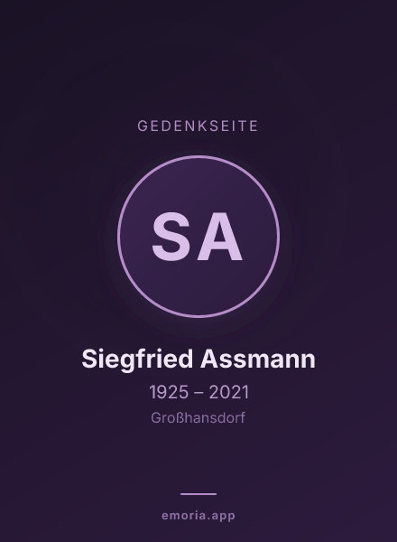 Gedenkportrait von Siegfried Assmann