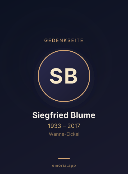 Gedenkportrait von Siegfried Blume