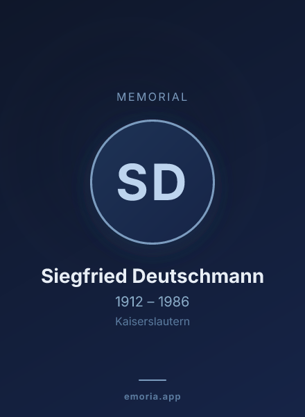 Memorial portrait of Siegfried Deutschmann