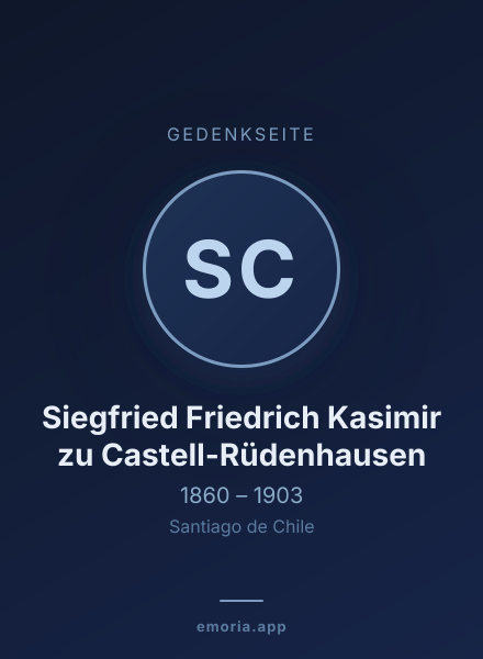 Gedenkportrait von Siegfried Friedrich Kasimir zu Castell-Rüdenhausen