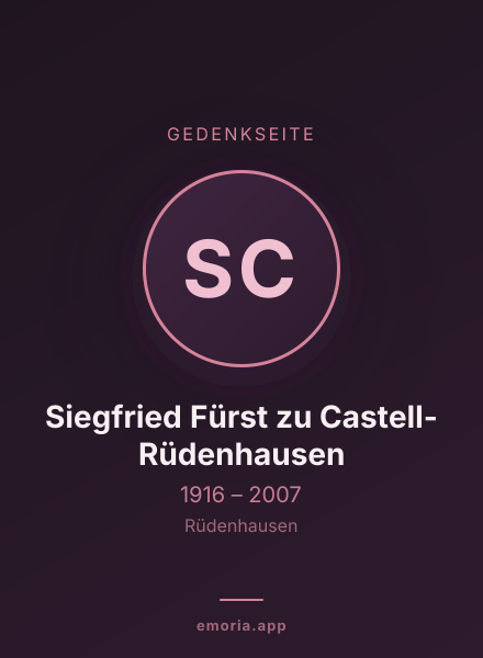 Gedenkportrait von Siegfried Fürst zu Castell-Rüdenhausen