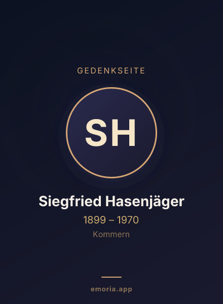 Gedenkportrait von Siegfried Hasenjäger