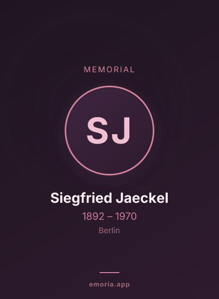 Memorial portrait of Siegfried Jaeckel