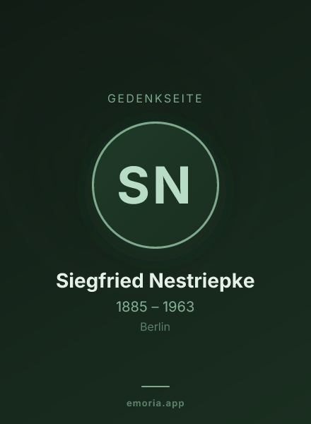 Gedenkportrait von Siegfried Nestriepke