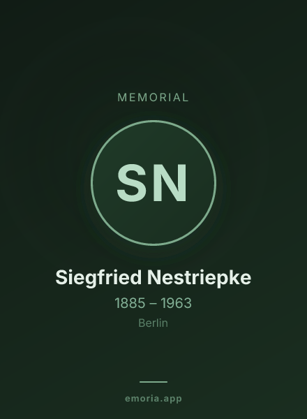 Memorial portrait of Siegfried Nestriepke