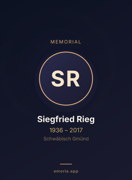 Memorial portrait of Siegfried Rieg