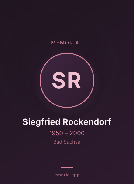 Memorial portrait of Siegfried Rockendorf