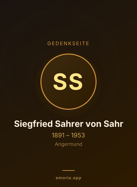 Gedenkportrait von Siegfried Sahrer von Sahr