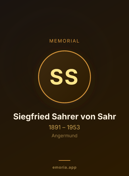 Memorial portrait of Siegfried Sahrer von Sahr