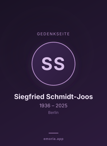 Gedenkportrait von Siegfried Schmidt-Joos