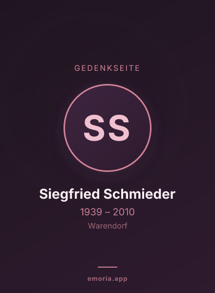 Gedenkportrait von Siegfried Schmieder