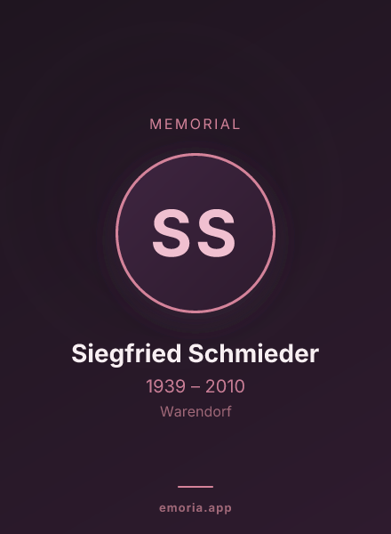 Memorial portrait of Siegfried Schmieder