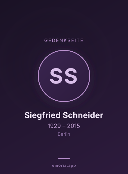 Gedenkportrait von Siegfried Schneider