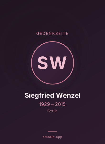 Gedenkportrait von Siegfried Wenzel