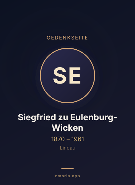 Gedenkportrait von Siegfried zu Eulenburg-Wicken