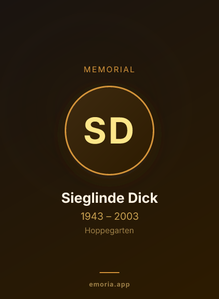 Memorial portrait of Sieglinde Dick