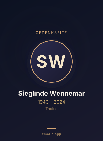 Gedenkportrait von Sieglinde Wennemar