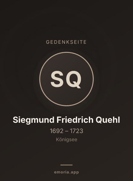Gedenkportrait von Siegmund Friedrich Quehl