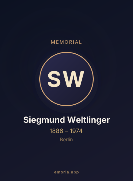 Memorial portrait of Siegmund Weltlinger